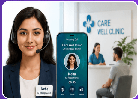 Illustration of Neha, SimplyVoxa AI receptionist for clinics